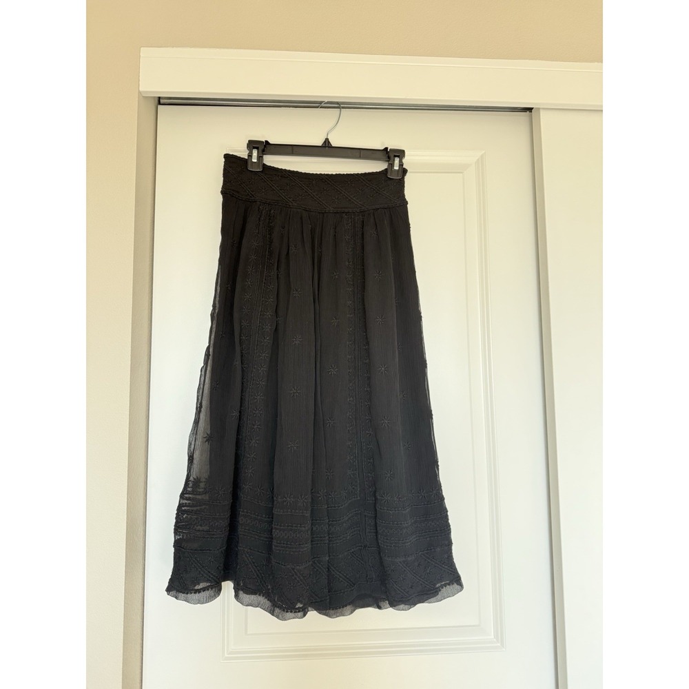 isabel marant skirt black midi eyelets Chiffon Size 4 FR 36 Classic Fairy‎ Core